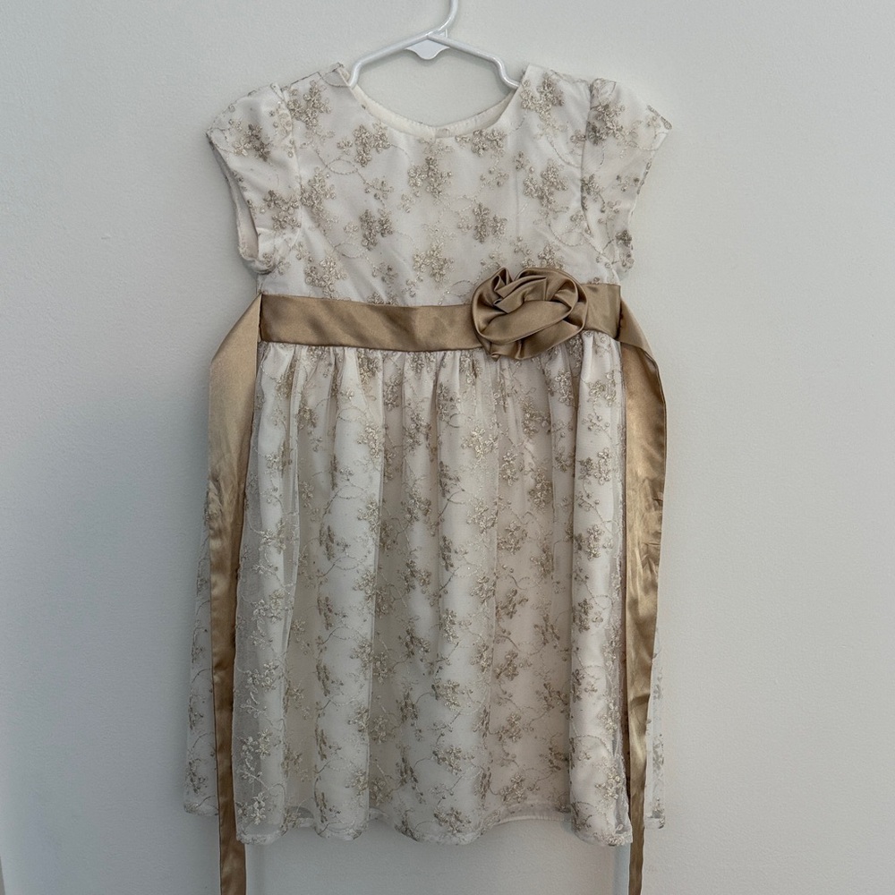 Laura Ashley Cream and Gold Floral Dress